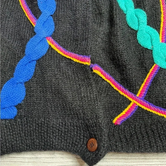 Magnolia Vintage Wool Mohair Blend Abstract Y2K Button Up Sweater Size Medium - Picture 3 of 5